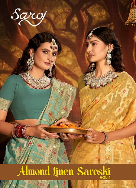 Almond Linen Saroski Vol 1 By Saroj Linen Wholesale Saree Suppliers In Mumbai
